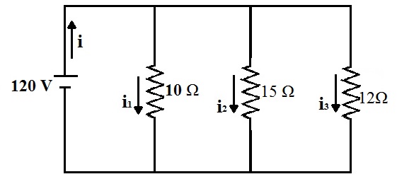 Esquema representando uma associação de resistores em paralelo