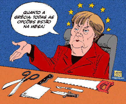 Charge crítica sobre a crise da Grécia e a União Europeia