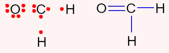Representação das ligações e dos elétrons ligantes na fórmula do CH2O