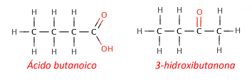Fórmula estrutural do ácido butanoico 