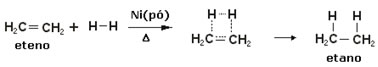 Reação de hidrogenação ou reação de Sabatier-Senderens. 