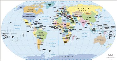 Mapa das divisões políticas do mundo