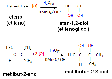 Exemplos de oxidações brandas com alcenos