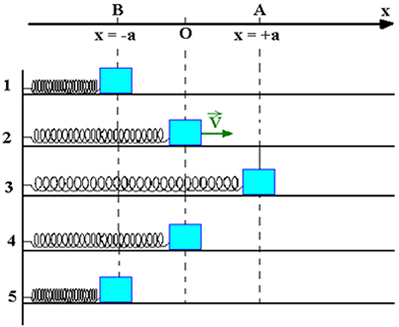 Representação das posições da partícula a cada um quarto de período T